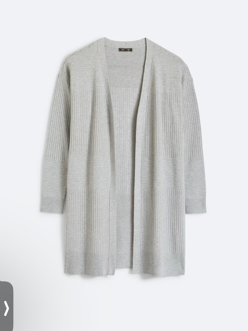 Open-Front Light Gray Ribbed Women's Cardigan